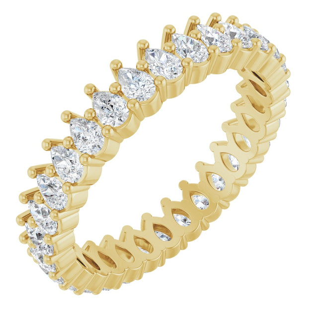 14K Gold Pear Lab-Grown Diamond Eternity Band - 3x2mm Stones - Yellow Gold