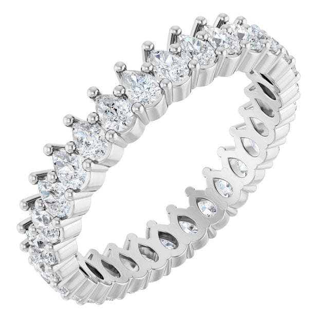Platinum Pear Natural Diamond Eternity Band - 3x2mm Stones