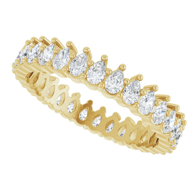 14K Gold Pear Lab-Grown Diamond Eternity Band - 3x2mm Stones - Yellow Gold - view 5