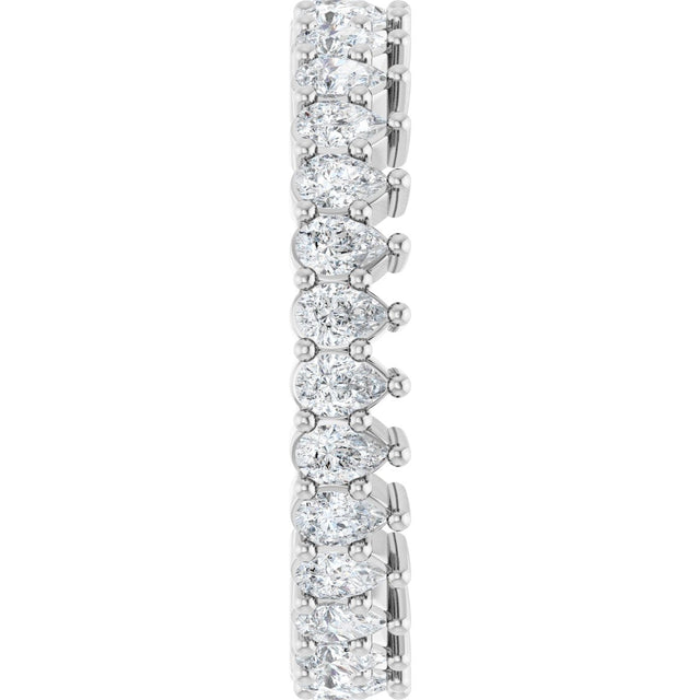 Platinum Pear Natural Diamond Eternity Band - 3x2mm Stones - view 4