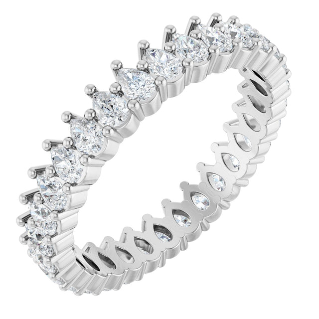 14K Gold Pear Lab-Grown Diamond Eternity Band - 3x2mm Stones - White Gold