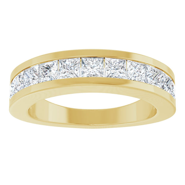 14K Gold Square Lab-Grown Diamond Channel-Set Tapered Anniversary Band – 1 CTW - Yellow Gold - view 3