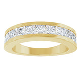 14K Gold Square Natural Diamond Channel-Set Tapered Anniversary Band – 2.5x2.5 mm Stones - Yellow Gold - view 3