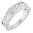 Platinum Square Natural Diamond Channel-Set Tapered Anniversary Band – 2.5x2.5 mm Stones