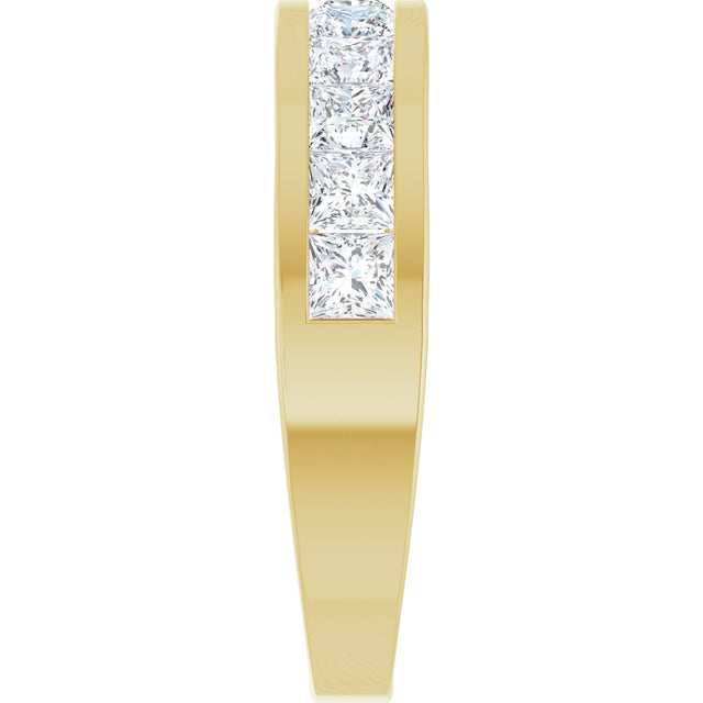 14K Gold Square Natural Diamond Channel-Set Tapered Anniversary Band – 2.5x2.5 mm Stones - Yellow Gold - view 4