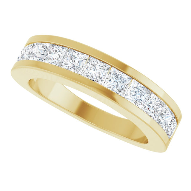 14K Gold Square Lab-Grown Diamond Channel-Set Tapered Anniversary Band – 1 CTW - Yellow Gold - view 5