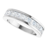 Platinum Square Lab-Grown Diamond Channel-Set Tapered Anniversary Band – 1 CTW - view 5