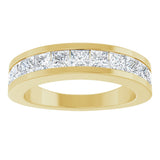 14K Gold Square Natural Diamond Channel-Set Tapered Anniversary Band – 2.5x2.5 mm Stones - Yellow Gold - view 3