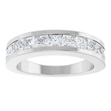 14K Gold Square Natural Diamond Channel-Set Tapered Anniversary Band – 2.5x2.5 mm Stones - White Gold - view 3