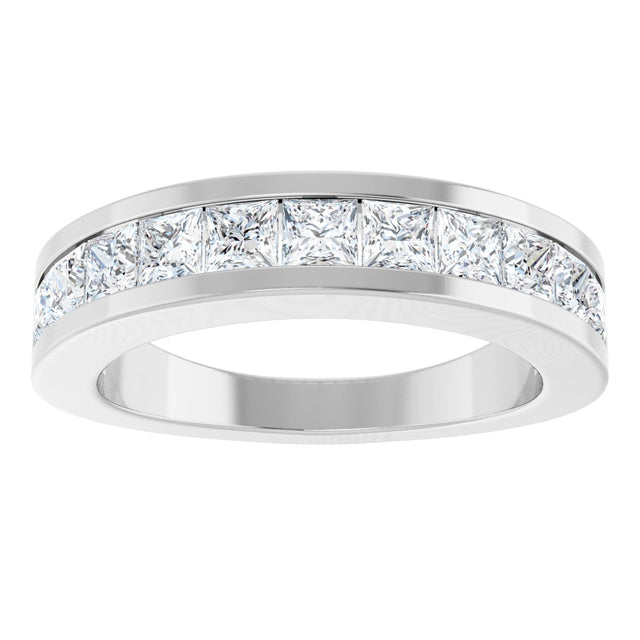 14K Gold Square Natural Diamond Channel-Set Tapered Anniversary Band – 2.5x2.5 mm Stones - White Gold - view 3