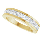 14K Gold Square Natural Diamond Channel-Set Tapered Anniversary Band – 2.5x2.5 mm Stones - Yellow Gold - view 5