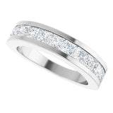 Platinum Square Natural Diamond Channel-Set Tapered Anniversary Band – 2.5x2.5 mm Stones - view 5