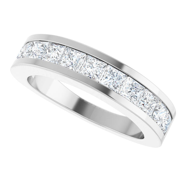 14K Gold Square Natural Diamond Channel-Set Tapered Anniversary Band – 2.5x2.5 mm Stones - White Gold - view 5