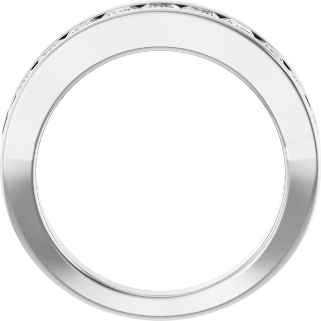 Platinum Square Natural Diamond Channel-Set Tapered Anniversary Band – 2.5x2.5 mm Stones - view 2
