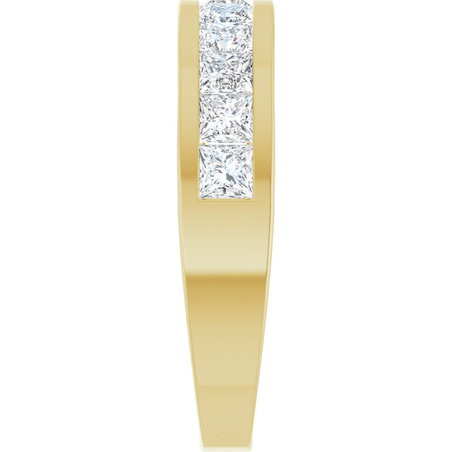 14K Gold Square Natural Diamond Channel-Set Tapered Anniversary Band – 2.5x2.5 mm Stones - Yellow Gold - view 4