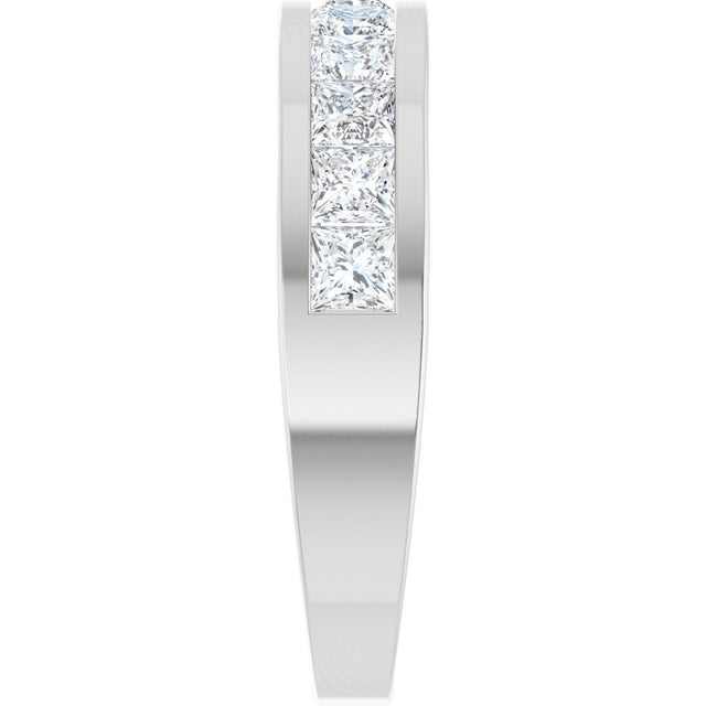 Platinum Square Natural Diamond Channel-Set Tapered Anniversary Band – 2.5x2.5 mm Stones - view 4