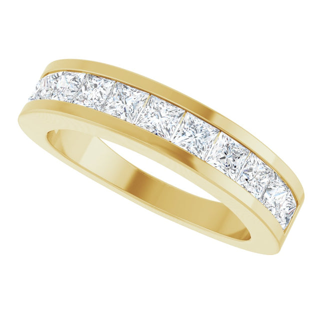 14K Gold Square Lab-Grown Diamond Channel-Set Tapered Anniversary Band – 1 CTW - Yellow Gold - view 5