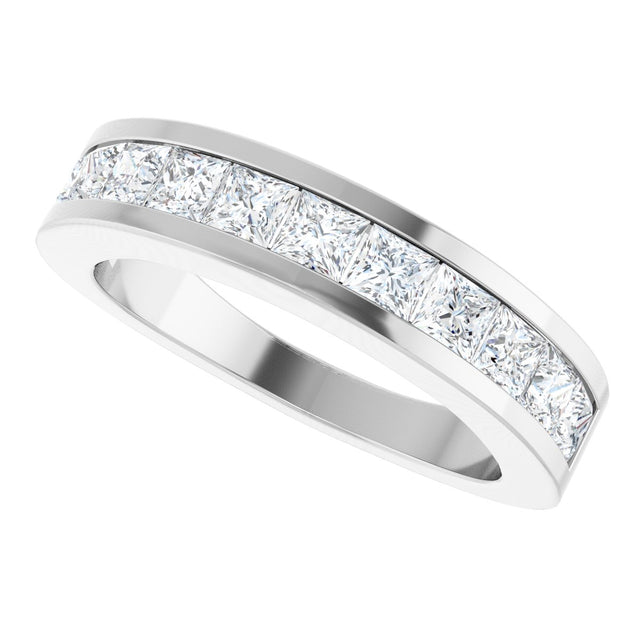 Platinum Square Lab-Grown Diamond Channel-Set Tapered Anniversary Band – 1 CTW - view 5