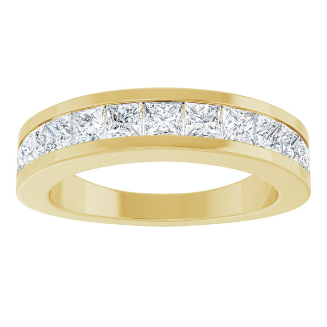 14K Gold Square Natural Diamond Channel-Set Tapered Anniversary Band – 2.5x2.5 mm Stones - Yellow Gold - view 3