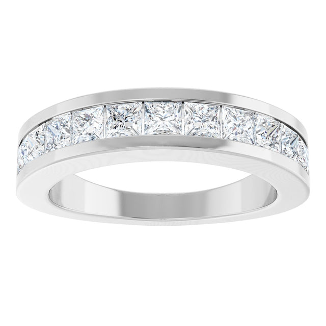 Platinum Square Lab-Grown Diamond Channel-Set Tapered Anniversary Band – 1 CTW - view 3