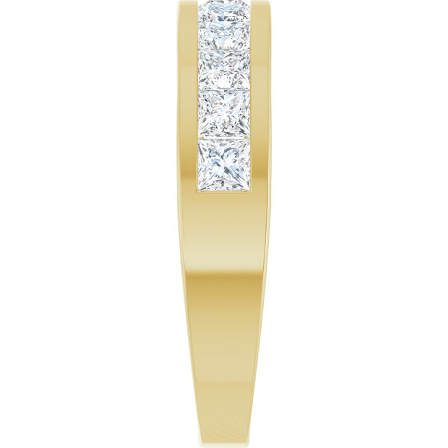 14K Gold Square Lab-Grown Diamond Channel-Set Tapered Anniversary Band – 1 CTW - Yellow Gold - view 4