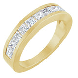 14K Gold Square Natural Diamond Channel-Set Tapered Anniversary Band – 2.5x2.5 mm Stones - Yellow Gold