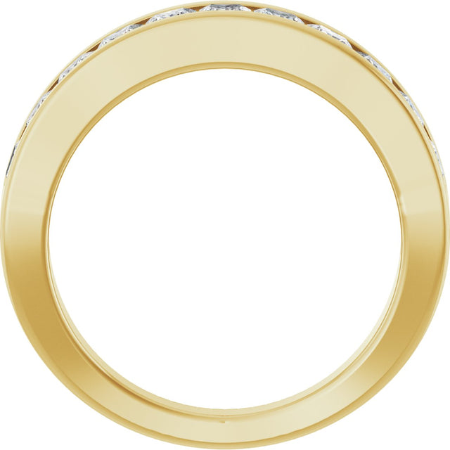 14K Gold Square Natural Diamond Channel-Set Tapered Anniversary Band – 2.5x2.5 mm Stones - Yellow Gold - view 2