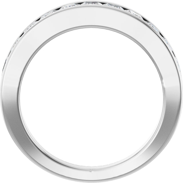 Platinum Square Natural Diamond Channel-Set Tapered Anniversary Band – 2.5x2.5 mm Stones - view 2