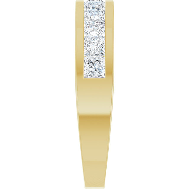 14K Gold Square Natural Diamond Channel-Set Tapered Anniversary Band – 2.5x2.5 mm Stones - Yellow Gold - view 4