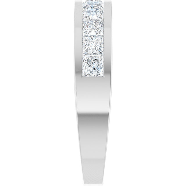 14K Gold Square Natural Diamond Channel-Set Tapered Anniversary Band – 2.5x2.5 mm Stones - White Gold - view 4