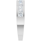 Platinum Square Natural Diamond Channel-Set Tapered Anniversary Band – 2.5x2.5 mm Stones - view 4