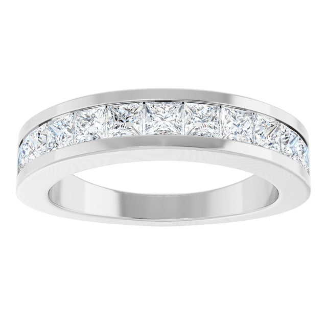 Platinum Square Natural Diamond Channel-Set Tapered Anniversary Band – 2.5x2.5 mm Stones - view 3