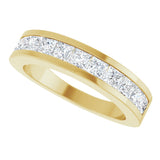 14K Gold Square Natural Diamond Channel-Set Tapered Anniversary Band – 2.5x2.5 mm Stones - Yellow Gold - view 5