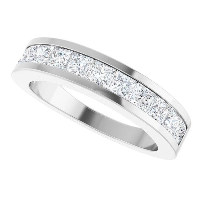 Platinum Square Natural Diamond Channel-Set Tapered Anniversary Band – 2.5x2.5 mm Stones - view 5