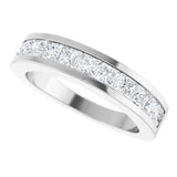 14K Gold Square Natural Diamond Channel-Set Tapered Anniversary Band – 2.5x2.5 mm Stones - White Gold - view 5