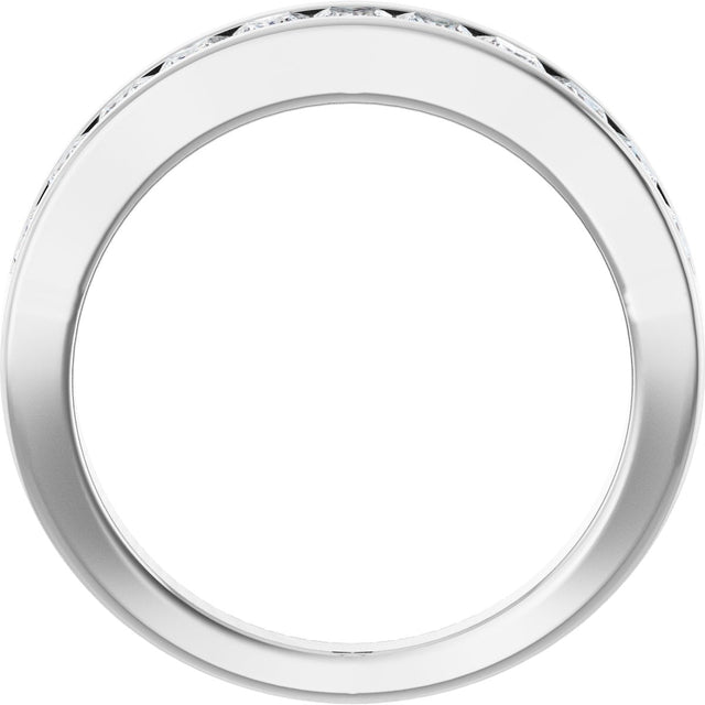 Platinum Square Natural Diamond Channel-Set Tapered Anniversary Band – 2.5x2.5 mm Stones - view 2