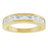 14K Gold Square Natural Diamond Channel-Set Tapered Anniversary Band – 2.5x2.5 mm Stones - Yellow Gold - view 3