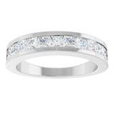 Platinum Square Natural Diamond Channel-Set Tapered Anniversary Band – 2.5x2.5 mm Stones - view 3