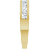 14K Gold Square Natural Diamond Channel-Set Tapered Anniversary Band – 2.5x2.5 mm Stones - Yellow Gold - view 4