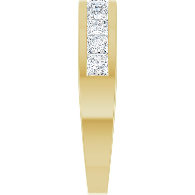 14K Gold Square Natural Diamond Channel-Set Tapered Anniversary Band – 2.5x2.5 mm Stones - Yellow Gold - view 4