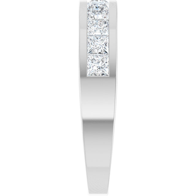 Platinum Square Natural Diamond Channel-Set Tapered Anniversary Band – 2.5x2.5 mm Stones - view 4