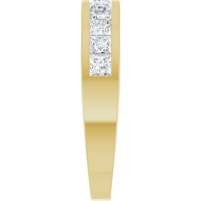 14K Gold Square Lab-Grown Diamond Channel-Set Tapered Anniversary Band – 1 CTW - Yellow Gold - view 4