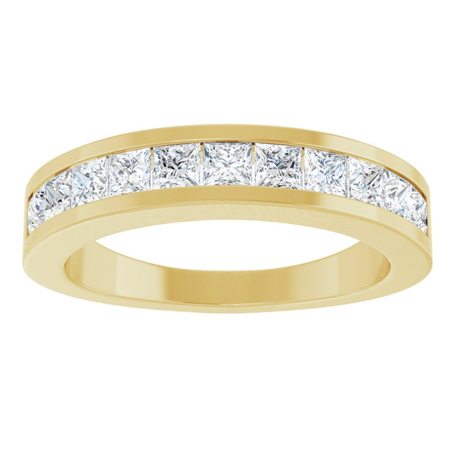 14K Gold Square Lab-Grown Diamond Channel-Set Tapered Anniversary Band – 1 CTW - Yellow Gold - view 3