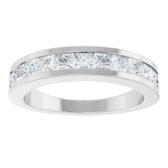 Platinum Square Lab-Grown Diamond Channel-Set Tapered Anniversary Band – 1 CTW - view 3