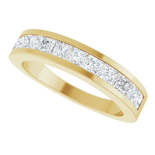 14K Gold Square Lab-Grown Diamond Channel-Set Tapered Anniversary Band – 1 CTW - Yellow Gold - view 5