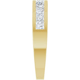 14K Gold Square Natural Diamond Channel-Set Tapered Anniversary Band – 2.5x2.5 mm Stones - Yellow Gold - view 4