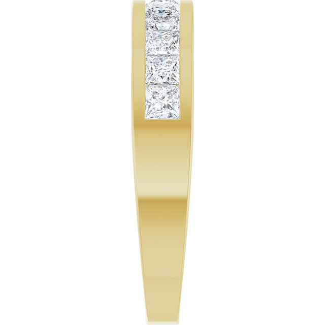 14K Gold Square Natural Diamond Channel-Set Tapered Anniversary Band – 2.5x2.5 mm Stones - Yellow Gold - view 4