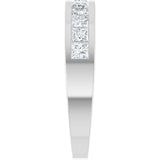 Platinum Square Natural Diamond Channel-Set Tapered Anniversary Band – 2.5x2.5 mm Stones - view 4