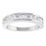 Platinum Square Natural Diamond Channel-Set Tapered Anniversary Band – 2.5x2.5 mm Stones - view 3