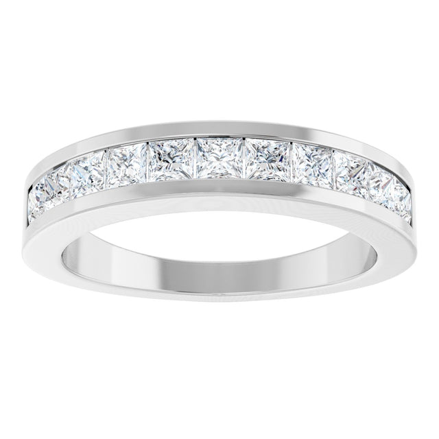 Platinum Square Natural Diamond Channel-Set Tapered Anniversary Band – 2.5x2.5 mm Stones - view 3